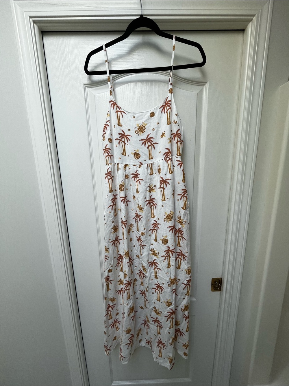 Japna White Maxi Dress with Palm & Pineapple Print